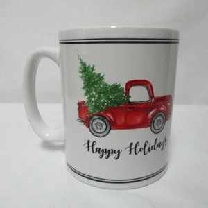 Happy Holidays Christmas Red Truck Mug Cup
